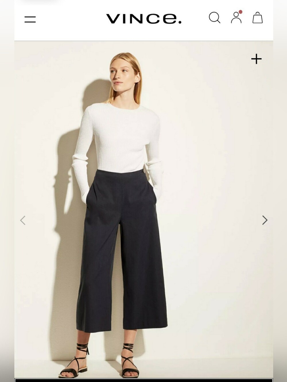 Vince Satin Culotte Wide Leg, Cropped pants